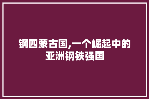 钢四蒙古国,一个崛起中的亚洲钢铁强国