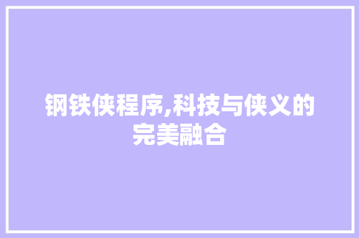 钢铁侠程序,科技与侠义的完美融合 钢铁侠程序,科技与侠义的完美融合 SEO关键词