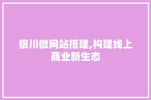 银川微网站搭建,构建线上商业新生态 银川微网站搭建,构建线上商业新生态 百度SEO