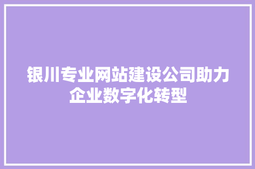 银川专业网站建设公司助力企业数字化转型 银川专业网站建设公司助力企业数字化转型 网站建设公司