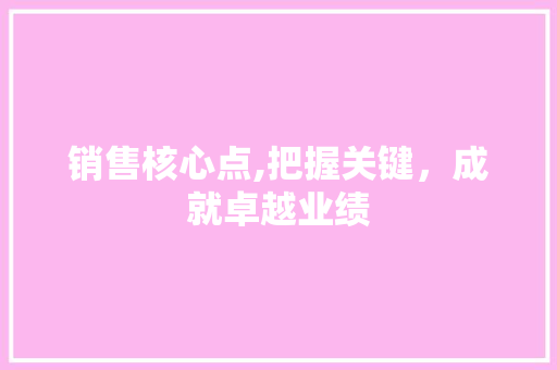 销售核心点,把握关键，成就卓越业绩 销售核心点,把握关键，成就卓越业绩 必应SEO