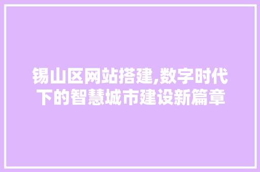 锡山区网站搭建,数字时代下的智慧城市建设新篇章 锡山区网站搭建,数字时代下的智慧城市建设新篇章 百度SEO