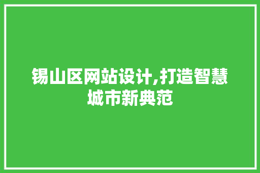锡山区网站设计,打造智慧城市新典范