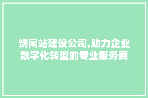 饶网站建设公司,助力企业数字化转型的专业服务商 饶网站建设公司,助力企业数字化转型的专业服务商 百度SEO