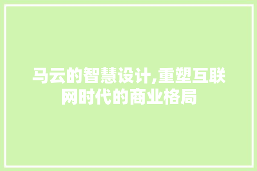 马云的智慧设计,重塑互联网时代的商业格局 马云的智慧设计,重塑互联网时代的商业格局 百度SEO