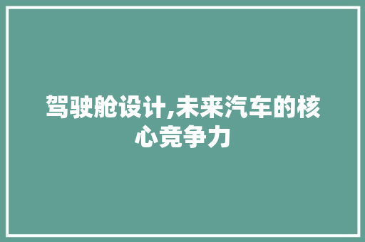 驾驶舱设计,未来汽车的核心竞争力 驾驶舱设计,未来汽车的核心竞争力 神马SEO