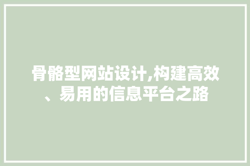 骨骼型网站设计,构建高效、易用的信息平台之路 骨骼型网站设计,构建高效、易用的信息平台之路 百度SEO