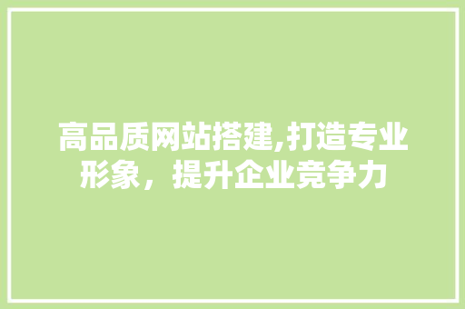 高品质网站搭建,打造专业形象，提升企业竞争力 高品质网站搭建,打造专业形象，提升企业竞争力 神马SEO