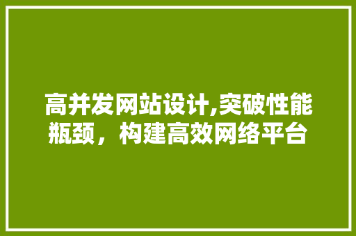 高并发网站设计,突破性能瓶颈，构建高效网络平台 高并发网站设计,突破性能瓶颈，构建高效网络平台 网站建设公司