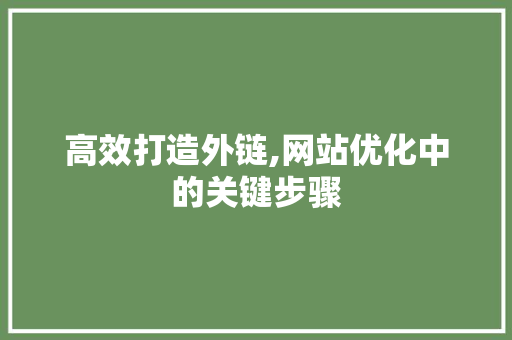 高效打造外链,网站优化中的关键步骤 高效打造外链,网站优化中的关键步骤 百度SEO