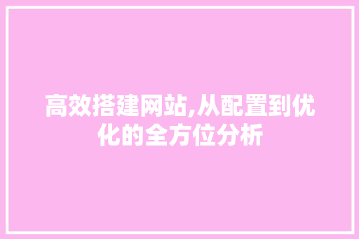高效搭建网站,从配置到优化的全方位分析 高效搭建网站,从配置到优化的全方位分析 百度SEO