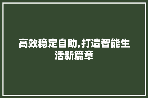 高效稳定自助,打造智能生活新篇章 高效稳定自助,打造智能生活新篇章 百度SEO