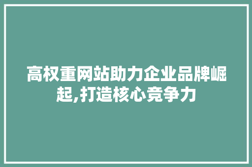 高权重网站助力企业品牌崛起,打造核心竞争力 高权重网站助力企业品牌崛起,打造核心竞争力 网站建设公司