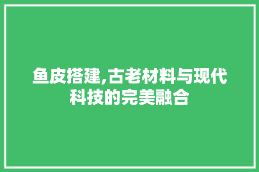鱼皮搭建,古老材料与现代科技的完美融合 鱼皮搭建,古老材料与现代科技的完美融合 神马SEO