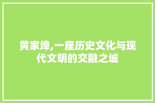 黄家埠,一座历史文化与现代文明的交融之城 黄家埠,一座历史文化与现代文明的交融之城 必应SEO