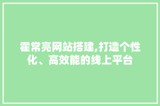 霍常亮网站搭建,打造个性化、高效能的线上平台 网站建设公司