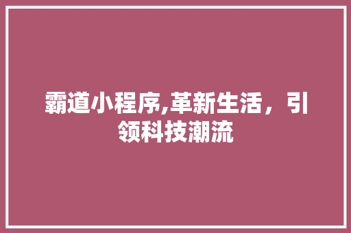 霸道小程序,革新生活，引领科技潮流 霸道小程序,革新生活，引领科技潮流 SEO关键词