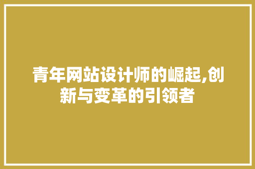 青年网站设计师的崛起,创新与变革的引领者 青年网站设计师的崛起,创新与变革的引领者 SEO关键词