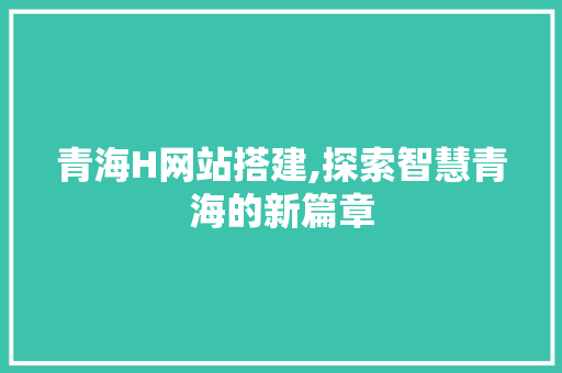 青海H网站搭建,探索智慧青海的新篇章 青海H网站搭建,探索智慧青海的新篇章 百度SEO
