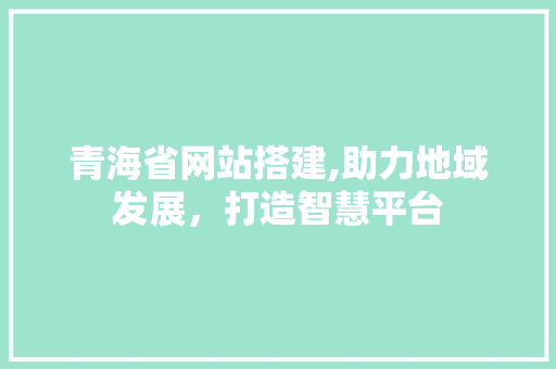 青海省网站搭建,助力地域发展，打造智慧平台 青海省网站搭建,助力地域发展，打造智慧平台 网站建设公司