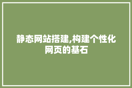 静态网站搭建,构建个性化网页的基石 静态网站搭建,构建个性化网页的基石 必应SEO