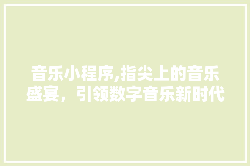 音乐小程序,指尖上的音乐盛宴，引领数字音乐新时代 音乐小程序,指尖上的音乐盛宴，引领数字音乐新时代 神马SEO