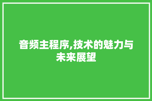 音频主程序,技术的魅力与未来展望 音频主程序,技术的魅力与未来展望 SEO关键词