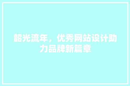 韶光流年，优秀网站设计助力品牌新篇章 韶光流年，优秀网站设计助力品牌新篇章 必应SEO