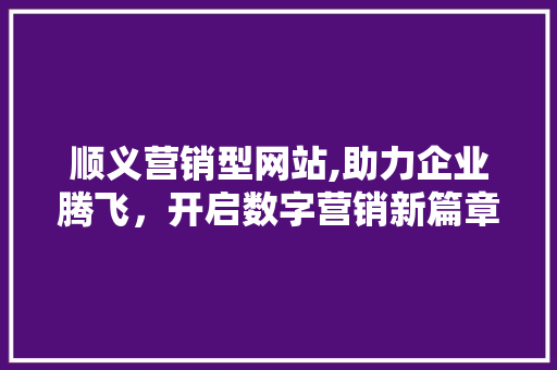 顺义营销型网站,助力企业腾飞，开启数字营销新篇章