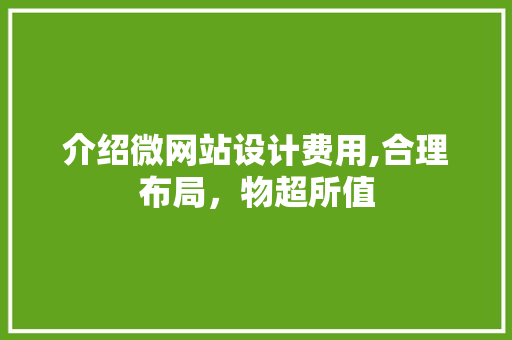 介绍微网站设计费用,合理布局，物超所值 介绍微网站设计费用,合理布局，物超所值 神马SEO