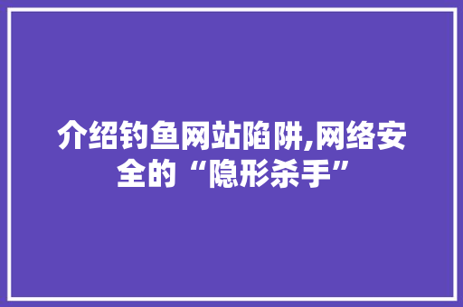 介绍钓鱼网站陷阱,网络安全的“隐形杀手” 介绍钓鱼网站陷阱,网络安全的“隐形杀手” 网站建设公司