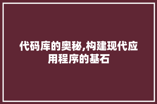 代码库的奥秘,构建现代应用程序的基石