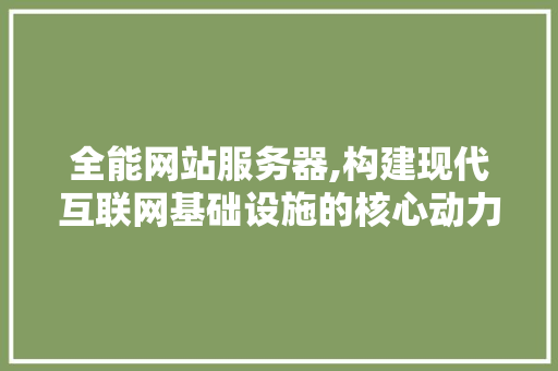 全能网站服务器,构建现代互联网基础设施的核心动力 全能网站服务器,构建现代互联网基础设施的核心动力 SEO关键词