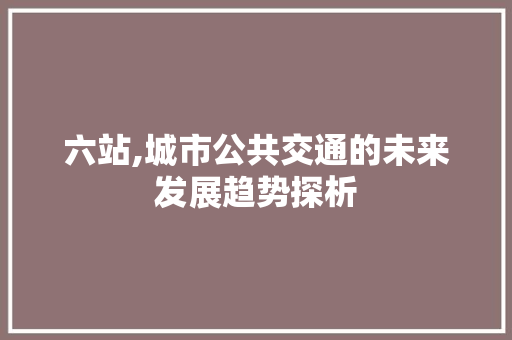 六站,城市公共交通的未来发展趋势探析 六站,城市公共交通的未来发展趋势探析 神马SEO