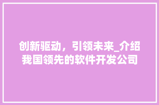 创新驱动，引领未来_介绍我国领先的软件开发公司 创新驱动，引领未来_介绍我国领先的软件开发公司 百度SEO