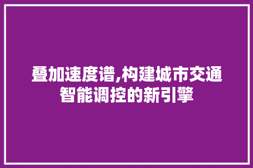 叠加速度谱,构建城市交通智能调控的新引擎 叠加速度谱,构建城市交通智能调控的新引擎 百度SEO
