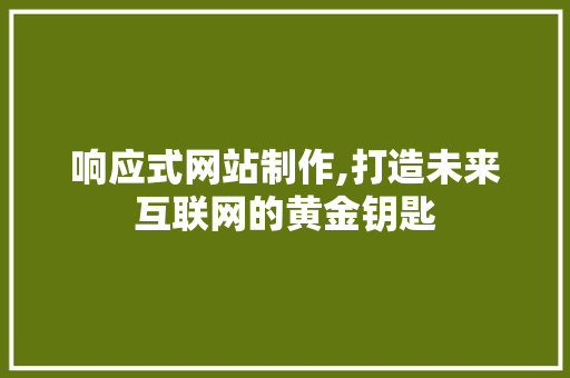 响应式网站制作,打造未来互联网的黄金钥匙 响应式网站制作,打造未来互联网的黄金钥匙 神马SEO