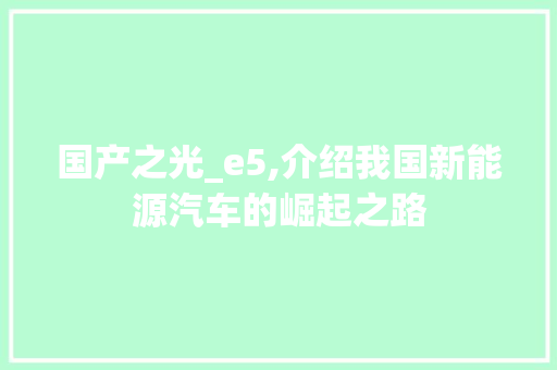 国产之光_e5,介绍我国新能源汽车的崛起之路