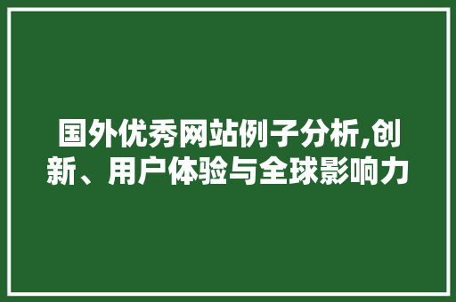 国外优秀网站例子分析,创新、用户体验与全球影响力 国外优秀网站例子分析,创新、用户体验与全球影响力 SEO关键词