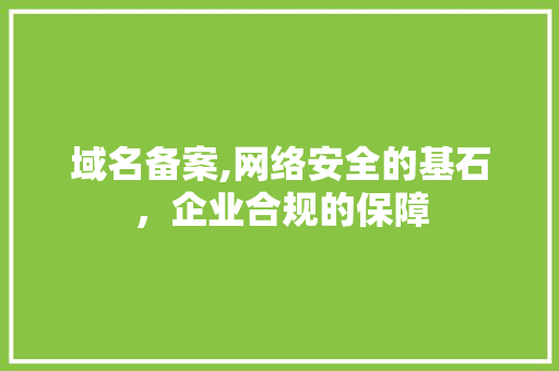 域名备案,网络安全的基石，企业合规的保障 域名备案,网络安全的基石，企业合规的保障 必应SEO