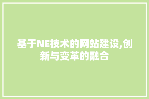 基于NE技术的网站建设,创新与变革的融合 基于NE技术的网站建设,创新与变革的融合 必应SEO