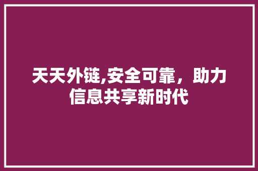 天天外链,安全可靠，助力信息共享新时代 天天外链,安全可靠，助力信息共享新时代 百度SEO