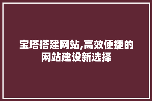 宝塔搭建网站,高效便捷的网站建设新选择