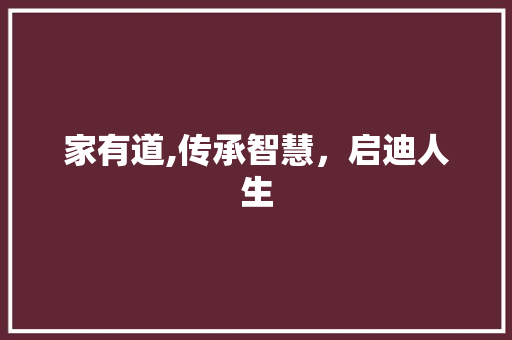 家有道,传承智慧，启迪人生