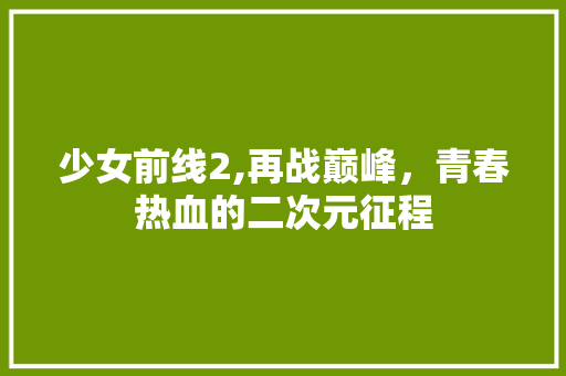 少女前线2,再战巅峰，青春热血的二次元征程 少女前线2,再战巅峰，青春热血的二次元征程 搜狗SEO