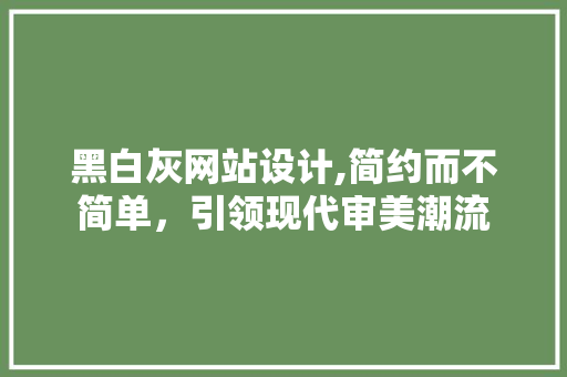 黑白灰网站设计,简约而不简单，引领现代审美潮流 黑白灰网站设计,简约而不简单，引领现代审美潮流 神马SEO
