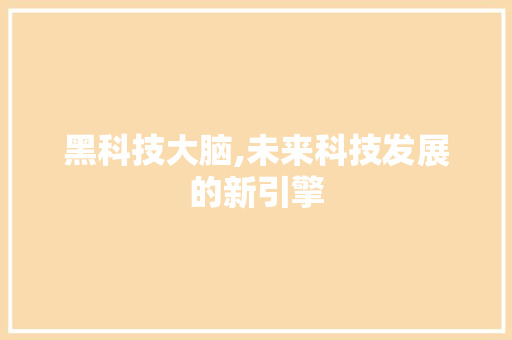 黑科技大脑,未来科技发展的新引擎 黑科技大脑,未来科技发展的新引擎 神马SEO