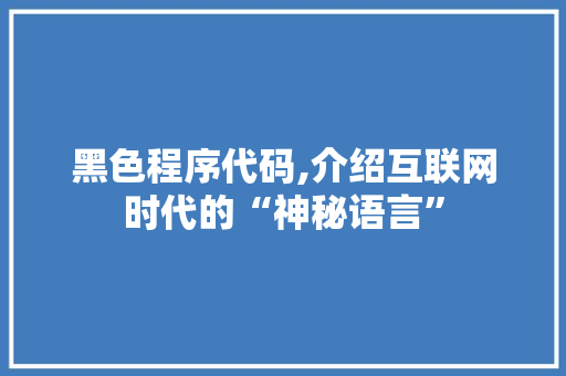 黑色程序代码,介绍互联网时代的“神秘语言” 黑色程序代码,介绍互联网时代的“神秘语言” SEO关键词