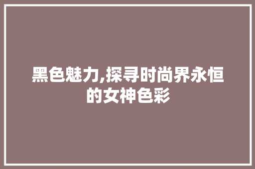 黑色魅力,探寻时尚界永恒的女神色彩