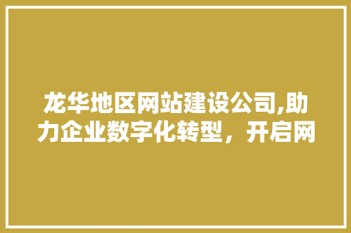 龙华地区网站建设公司,助力企业数字化转型，开启网络营销新篇章 龙华地区网站建设公司,助力企业数字化转型，开启网络营销新篇章 网站建设公司